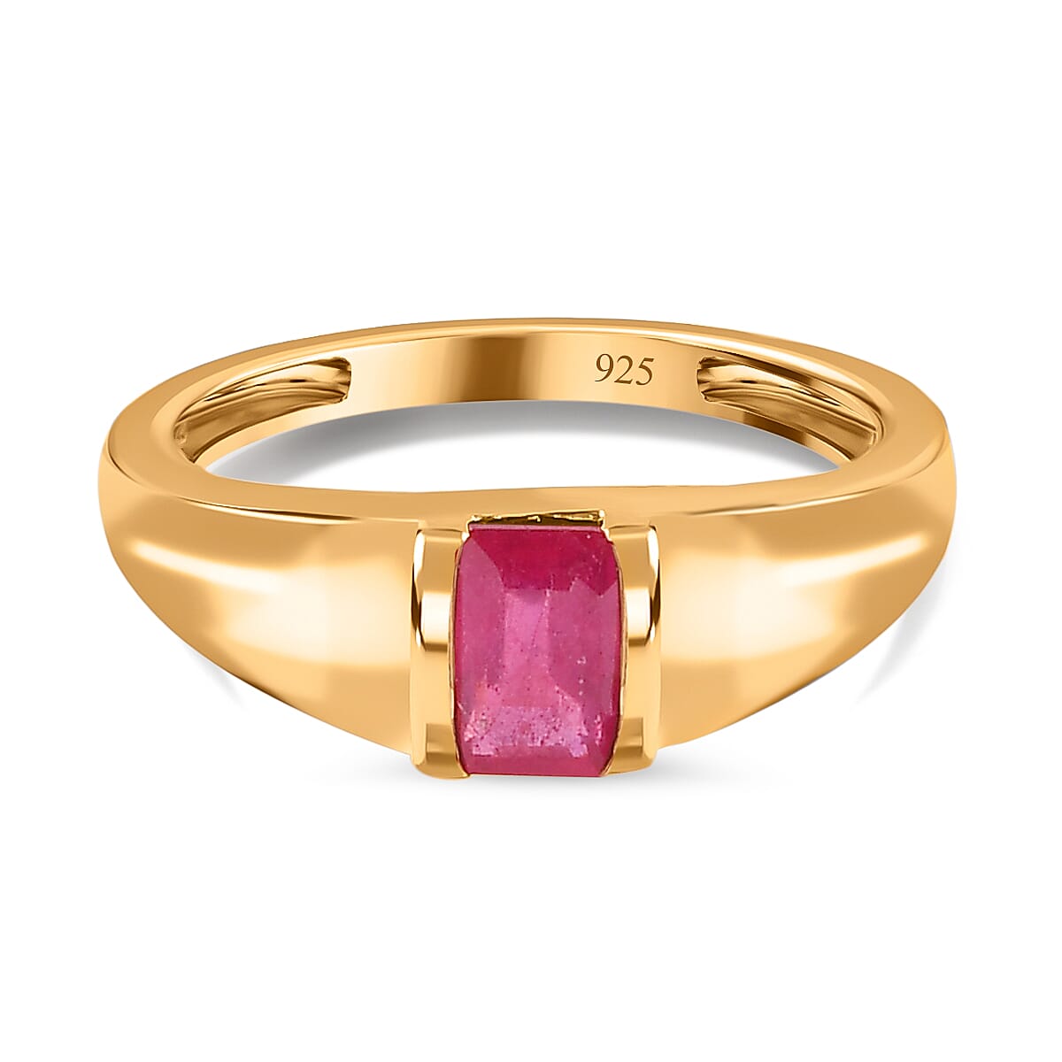 African Ruby Solitaire Ring in 14K Gold Overlay Sterling Silver 1.04 Ct