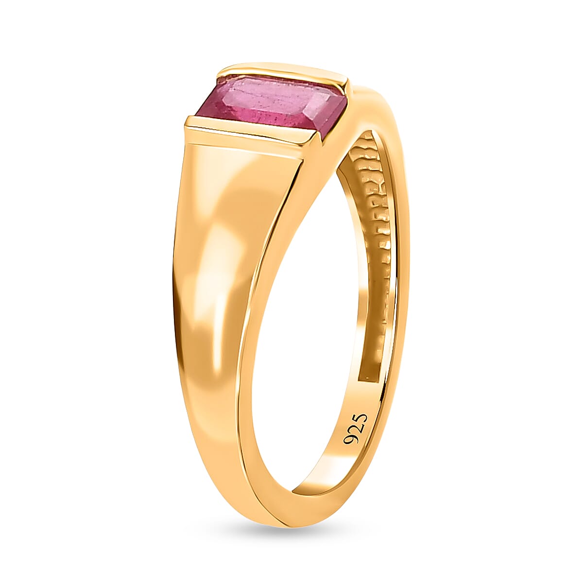African Ruby Solitaire Ring in 14K Gold Overlay Sterling Silver 1.04 Ct