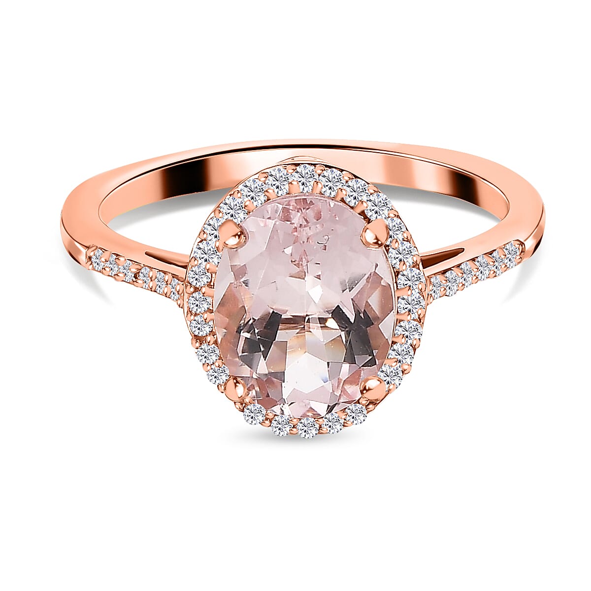 14K Rose Gold Pink Morganite & Pink Diamond Ring 2.05