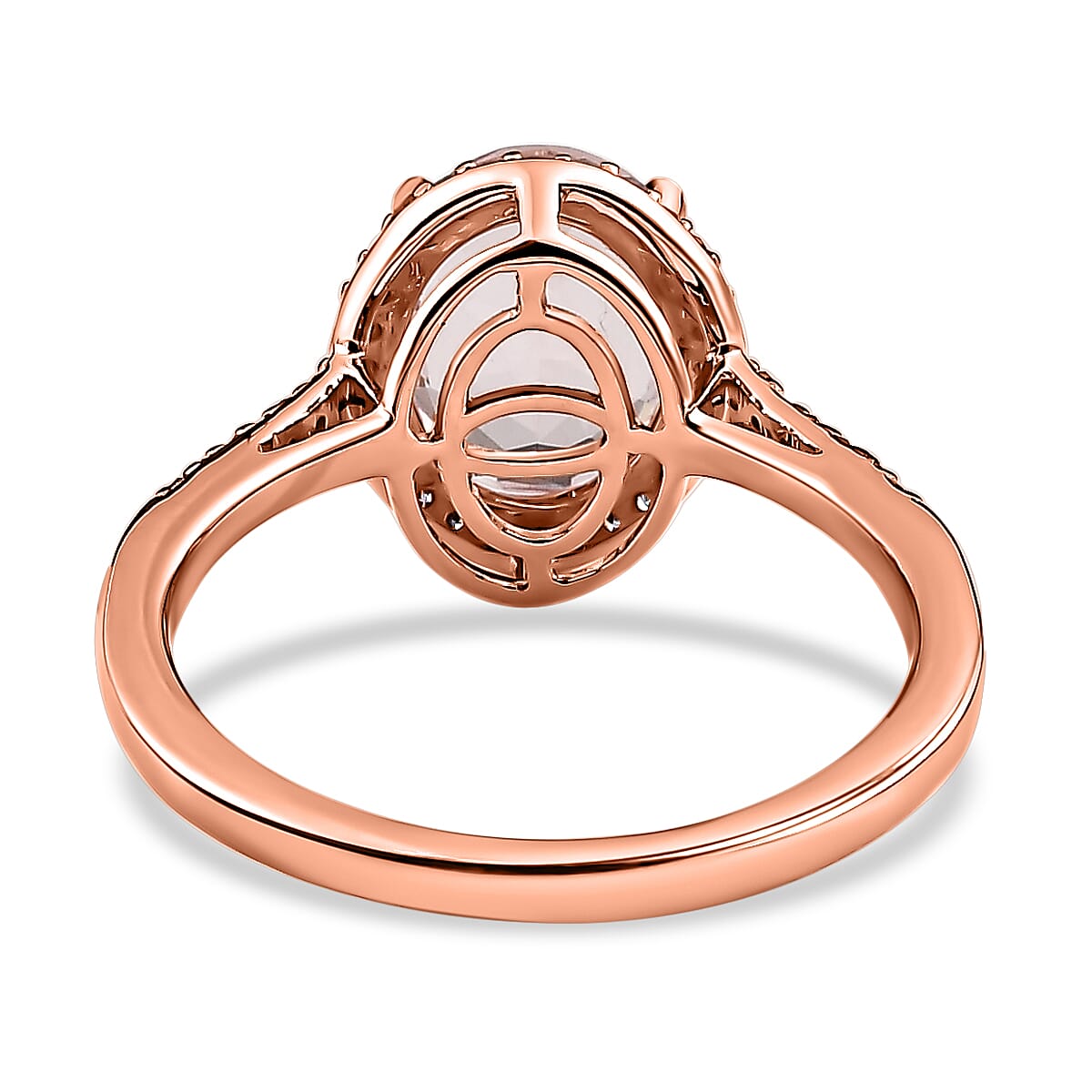 14K Rose Gold Pink Morganite & Pink Diamond Ring 2.05