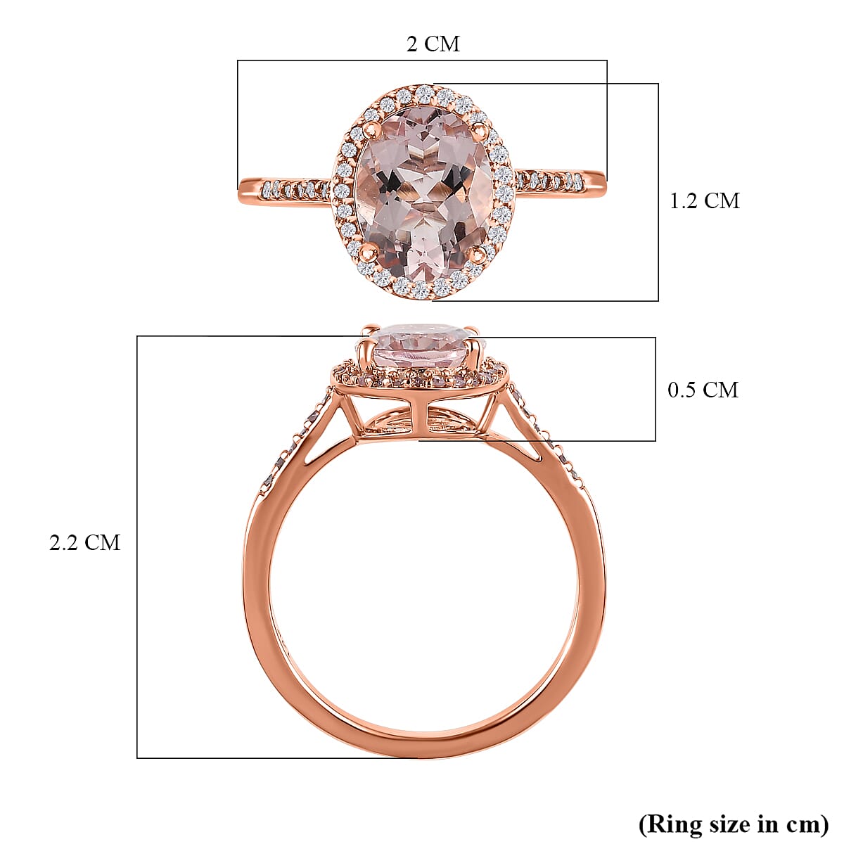 14K Rose Gold Pink Morganite & Pink Diamond Ring 2.05