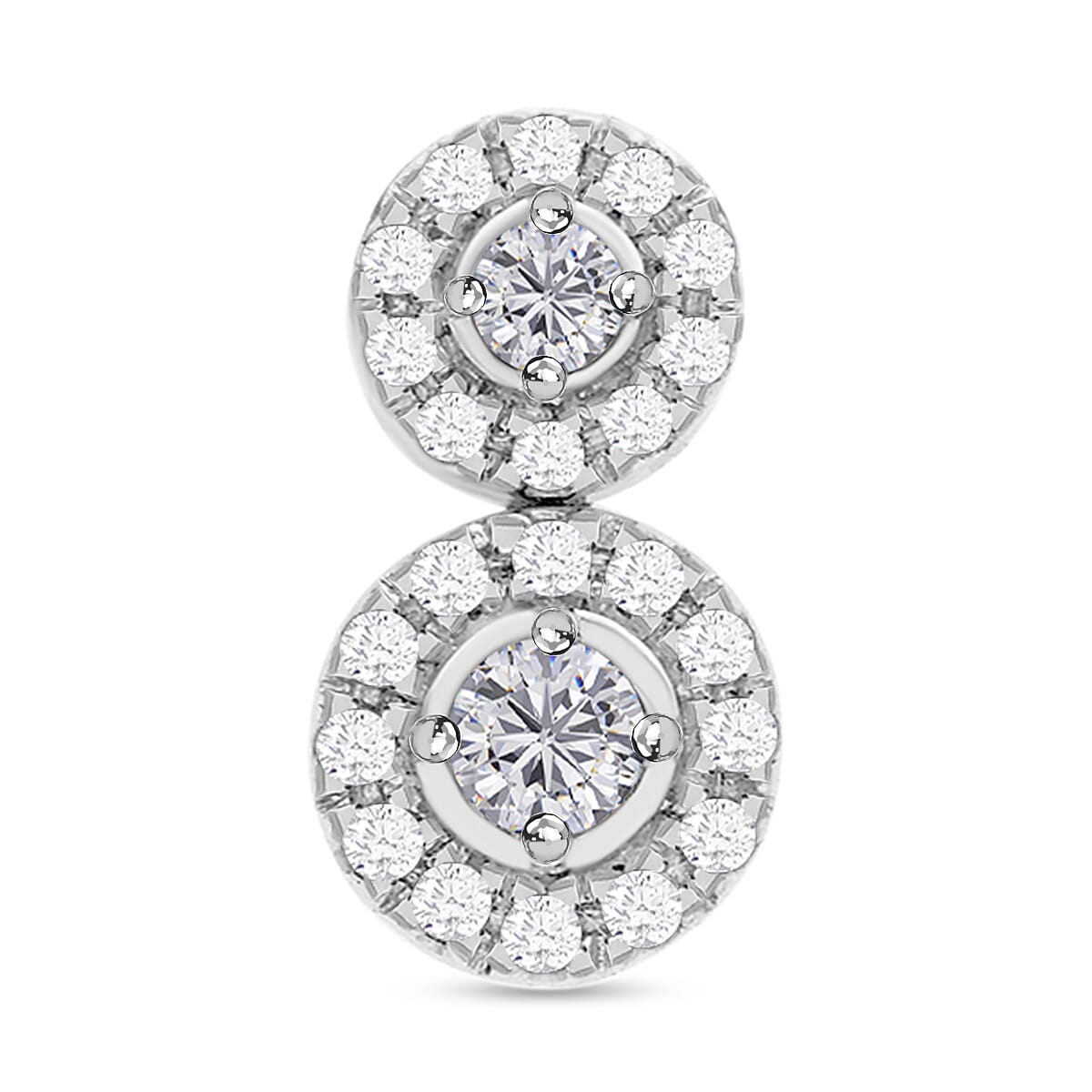 9K White Gold Double Diamond Cluster Slider Pendant 0.25 Ct