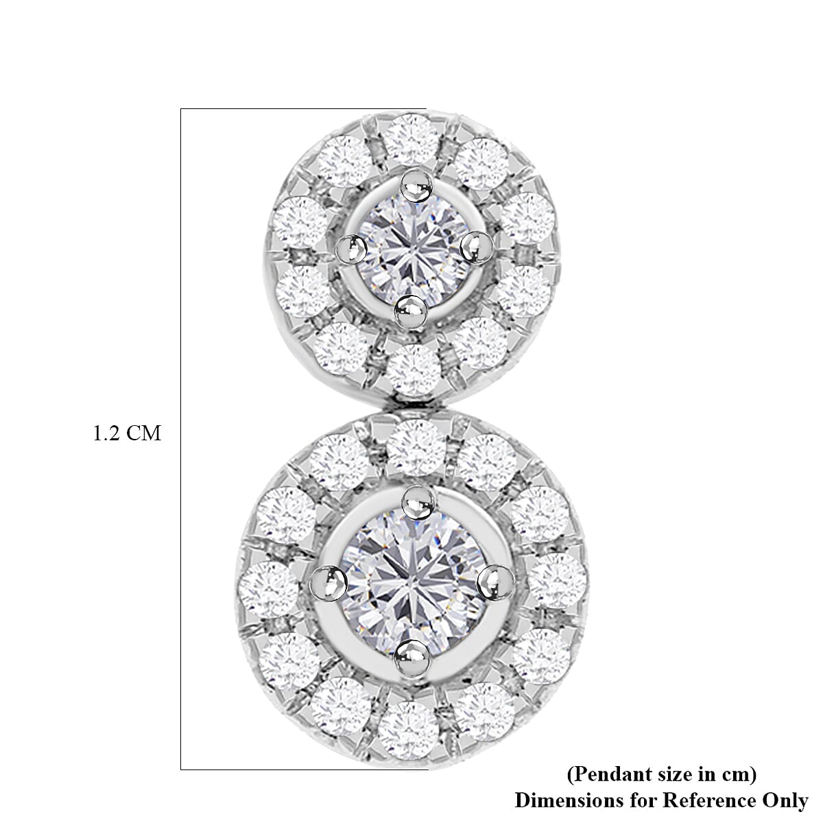 9K White Gold Double Diamond Cluster Slider Pendant 0.25 Ct