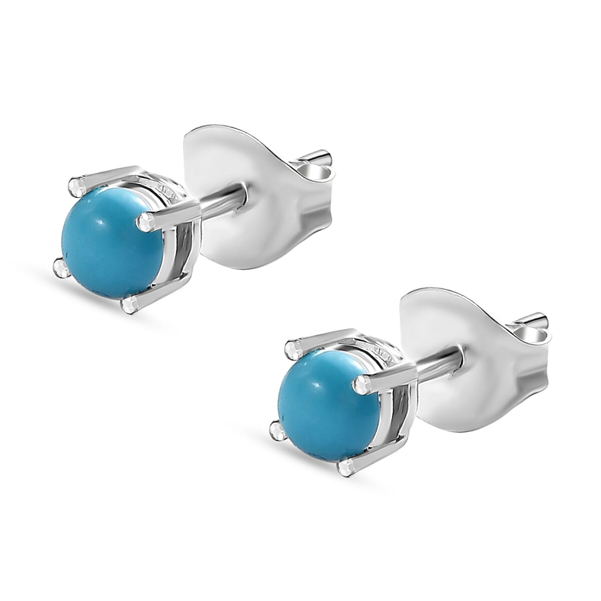 Arizona Sleeping Beauty Turquoise Solitaire Stud Earrings in Sterling Silver Arizona Sleeping Beauty Turquoise Solitaire Stud Earrings in Sterling Silver