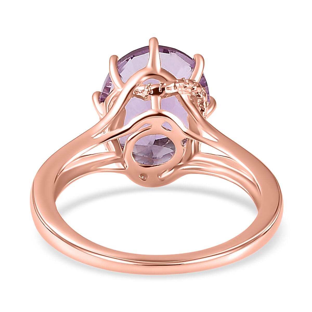 D'Joy Pink Amethyst Solitaire Ring in 18K Vermeil Rose Gold Plated Sterling Silver 3.27 Ct.