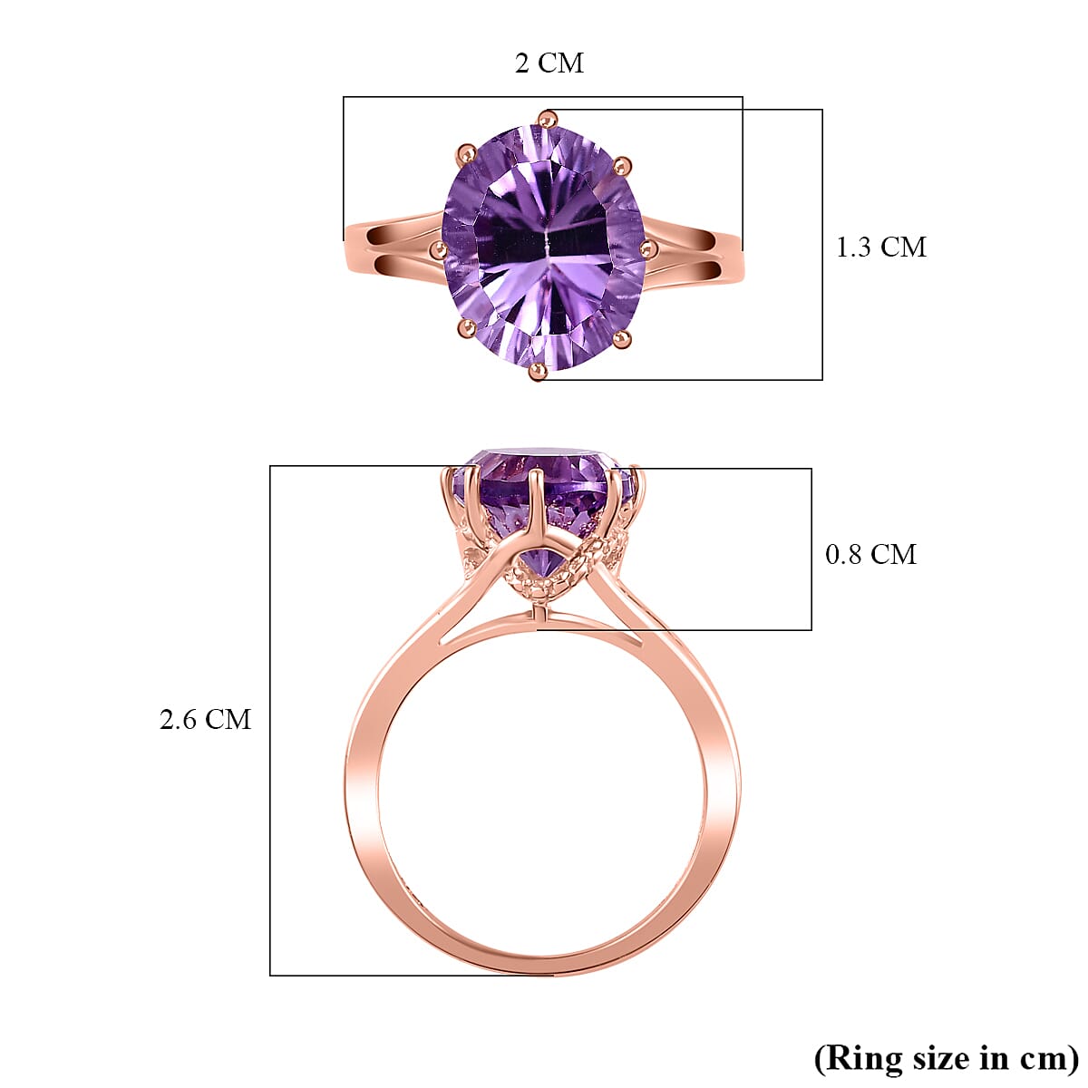 D'Joy Pink Amethyst Solitaire Ring in 18K Vermeil Rose Gold Plated Sterling Silver 3.27 Ct.