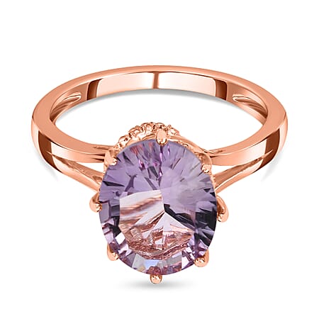 Pink Amethyst Ring in 18K Vermeil Rose Gold Plated 3.27 Ct