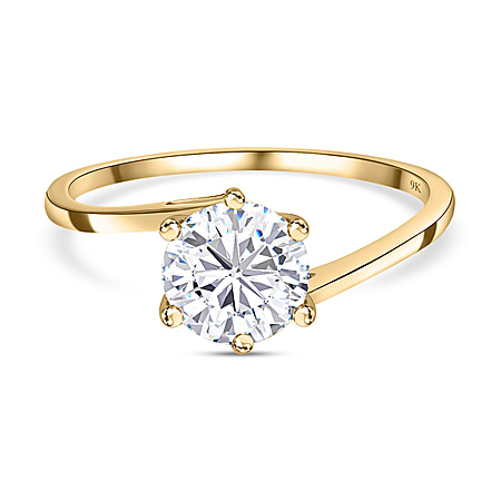 The Definitive 9K Yellow Gold Moissanite Bypass Ring 1.2 Ct (Round)
