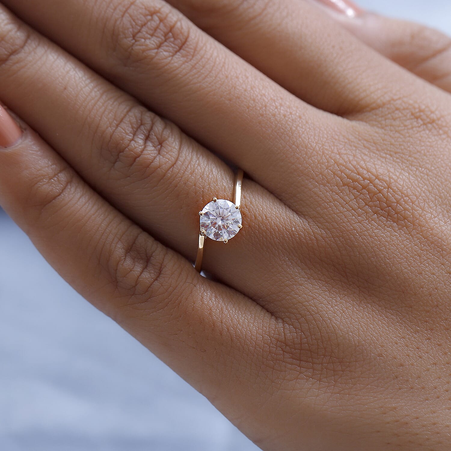 The Definitive 9K Yellow Gold Moissanite Bypass Ring 1.2 Ct (Round)