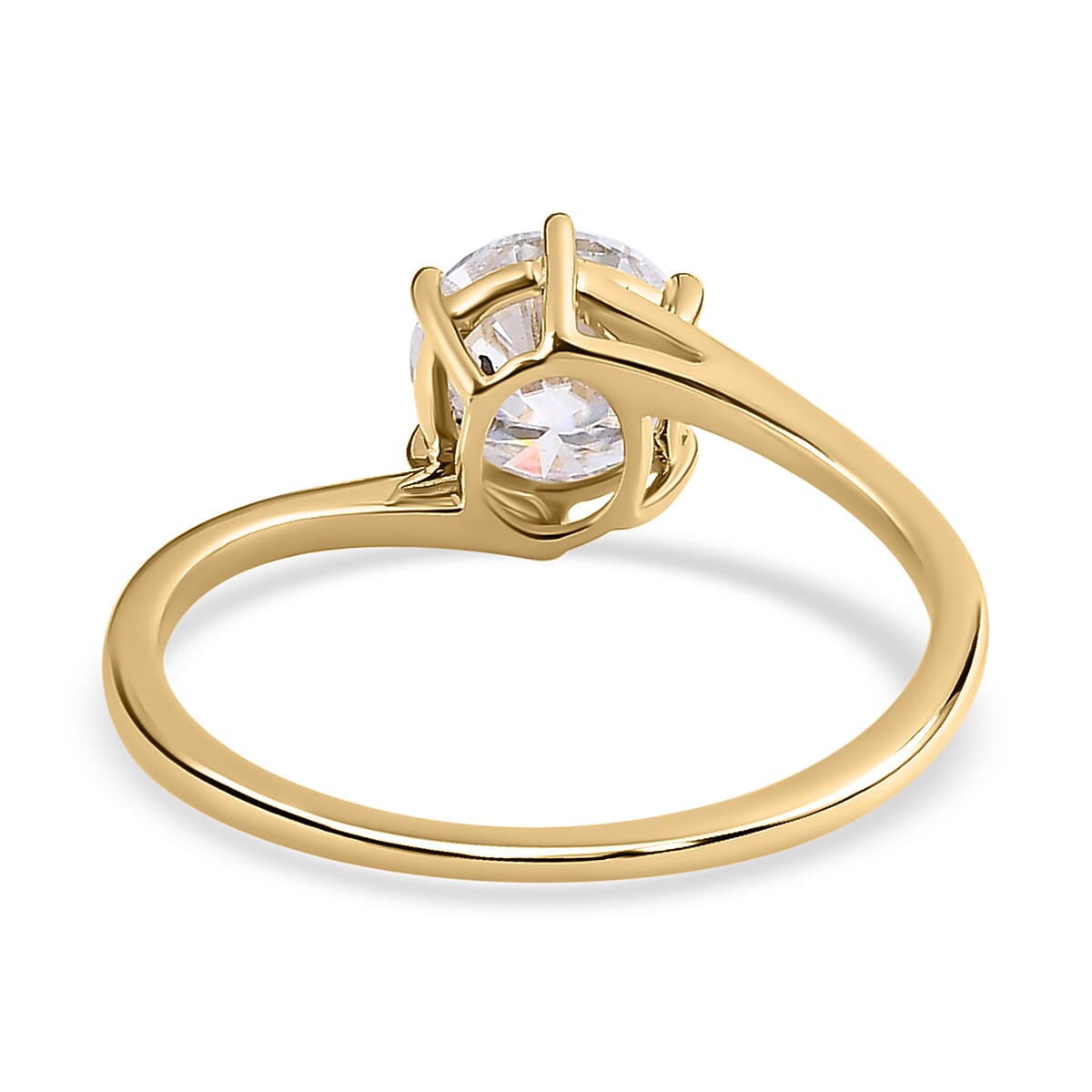 The Definitive 9K Yellow Gold Moissanite Bypass Ring 1.2 Ct (Round)