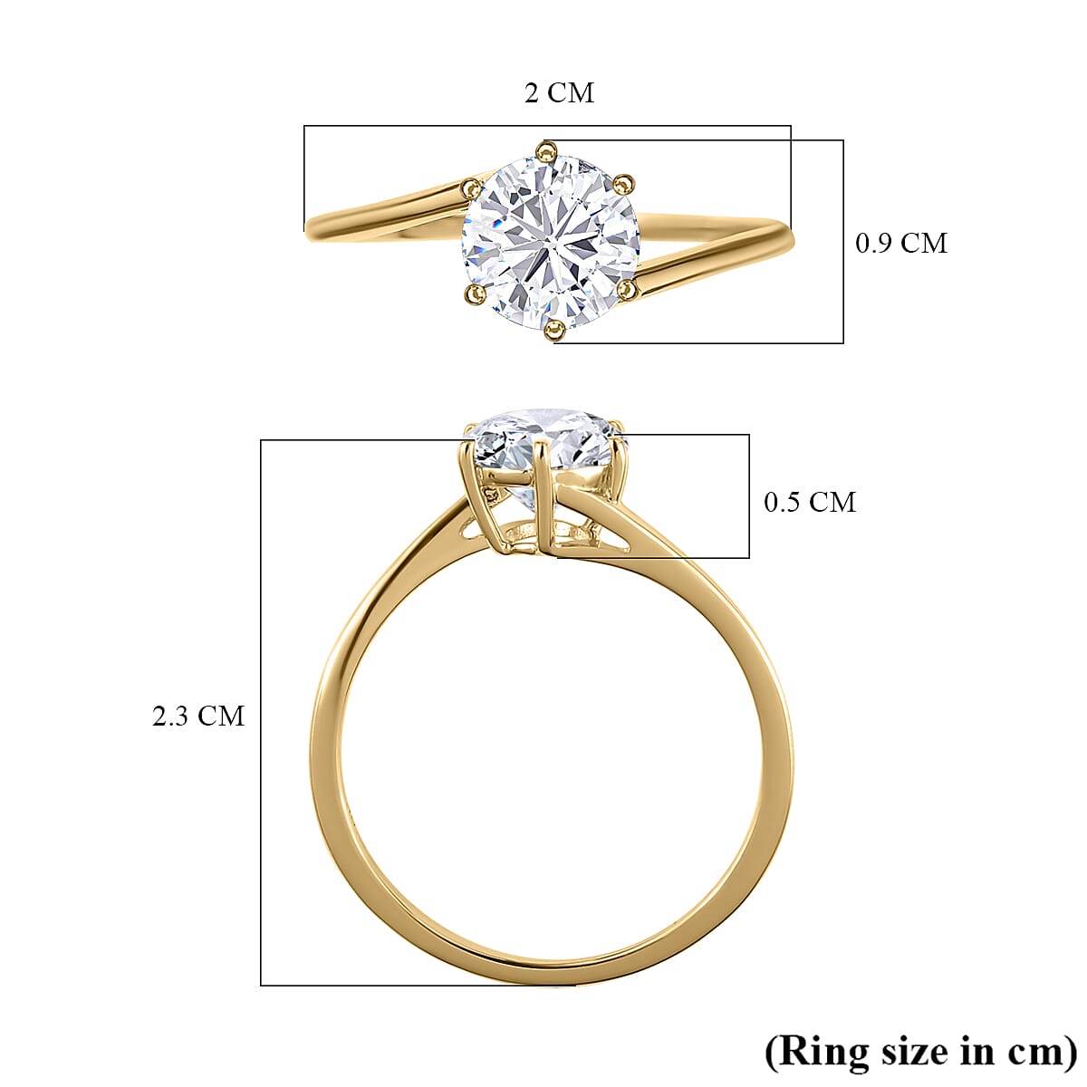 The Definitive 9K Yellow Gold Moissanite Bypass Ring 1.2 Ct (Round)