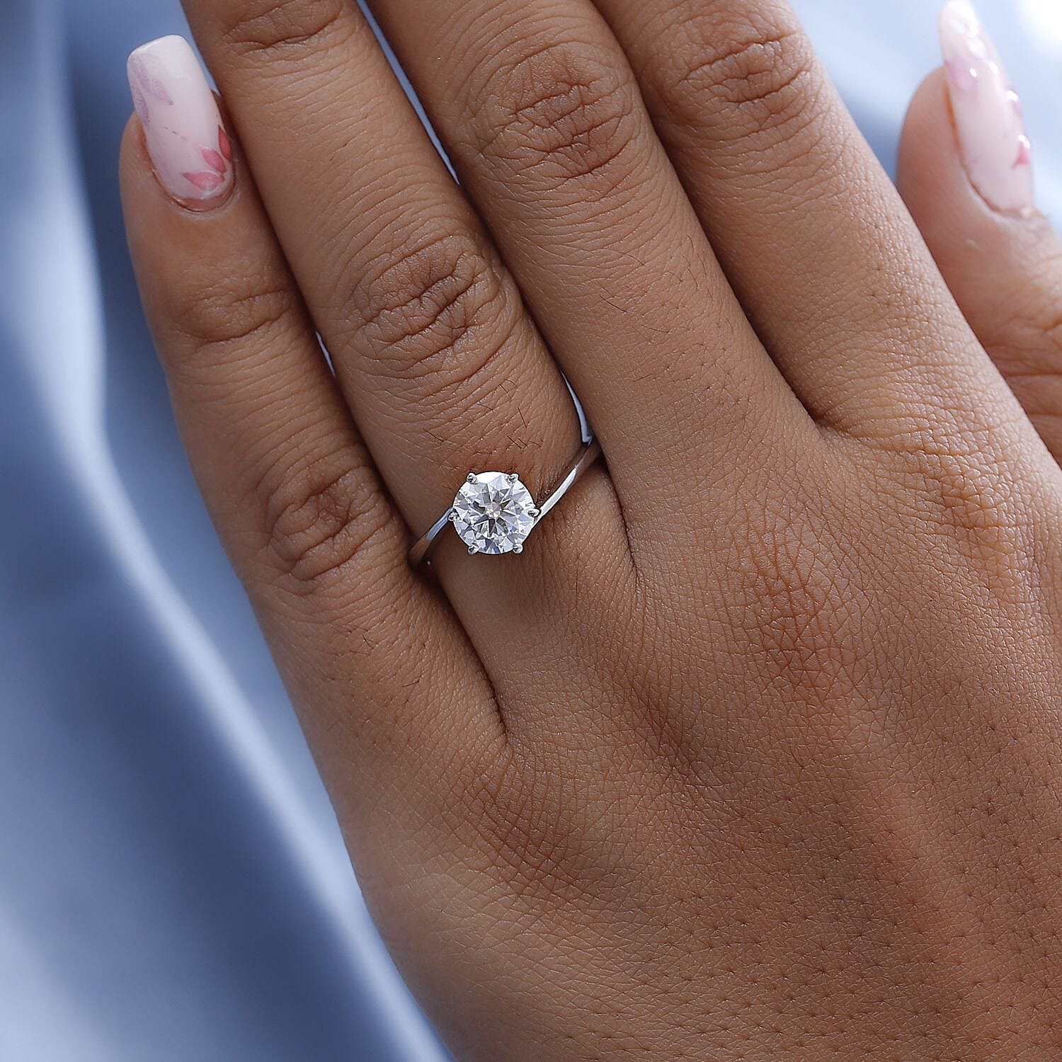 D'Joy Moissanite Solitaire Ring in Sterling Silver 1.21 Ct.