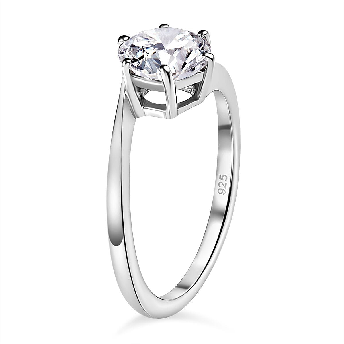 D'Joy Moissanite Solitaire Ring in Sterling Silver 1.21 Ct.