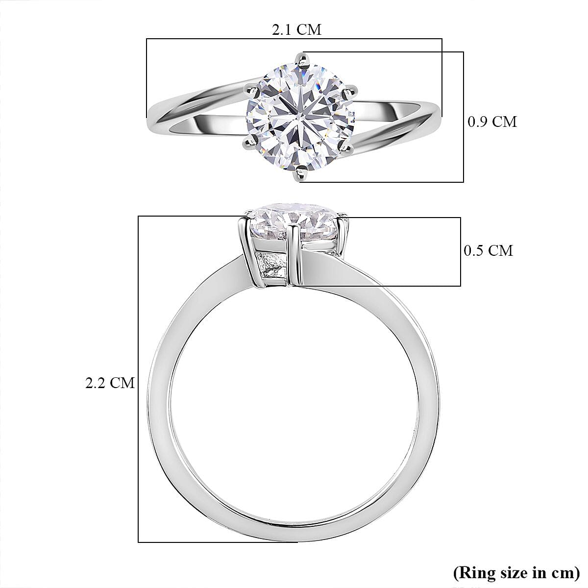 D'Joy Moissanite Solitaire Ring in Sterling Silver 1.21 Ct.
