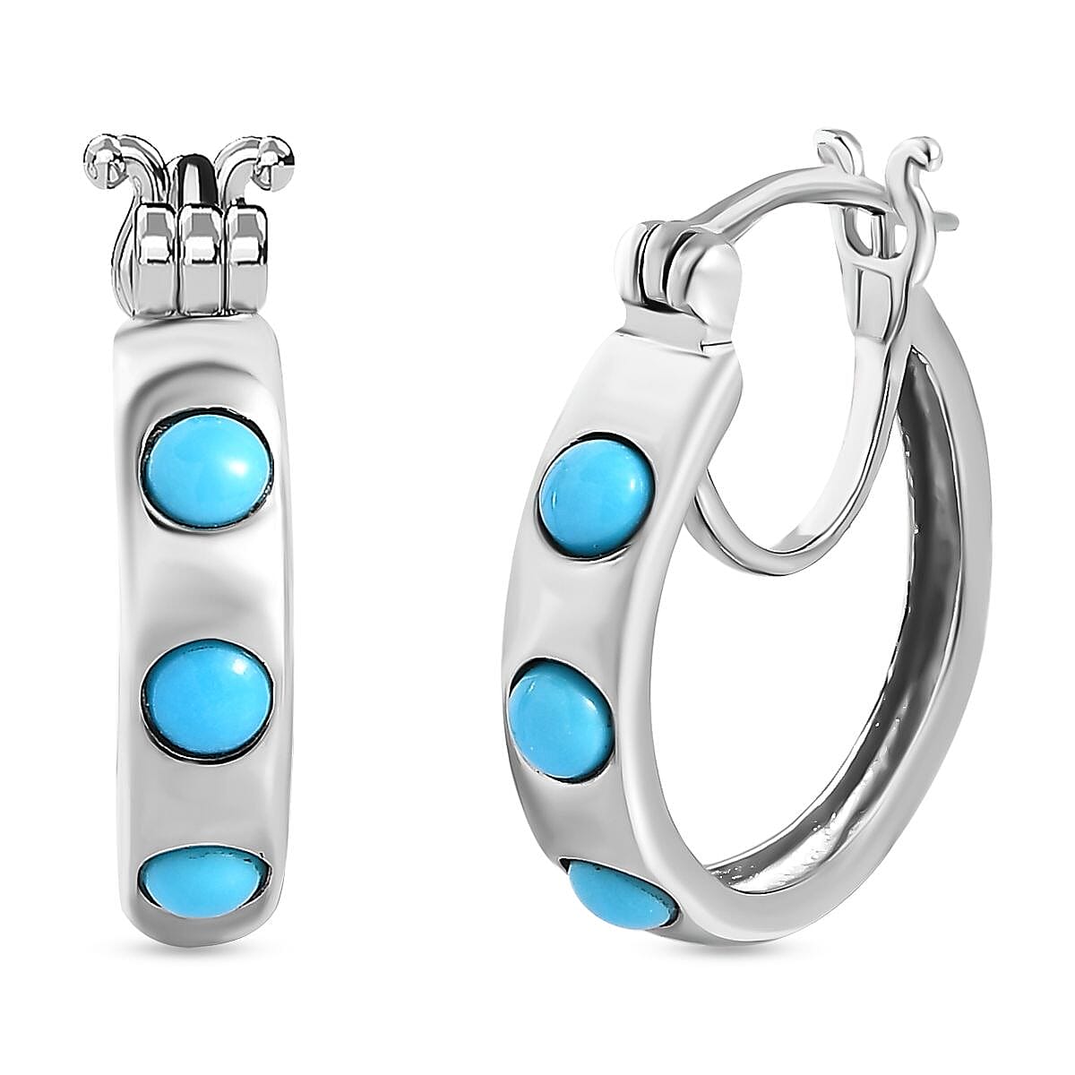 Arizona Sleeping Beauty Turquoise Lever Back Earring in 2024 Platinum Over Sterling Silver 5.25 TCW-Turquoise Jewelry-Floral Earring-Blue Jewelry