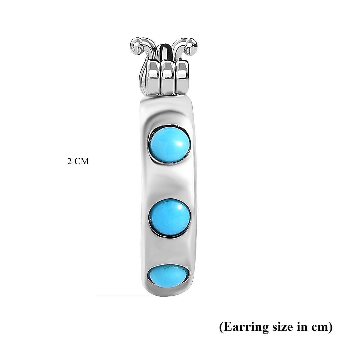 Arizona Sleeping Beauty Turquoise Hoop Earrings in Platinum Overlay Sterling Silver