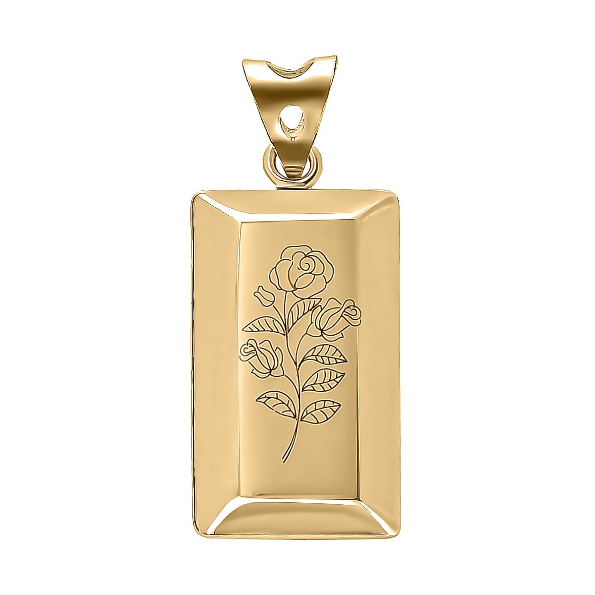 Italian Made Closeout Deal - 9K Yellow Gold Rose Bar Pendant