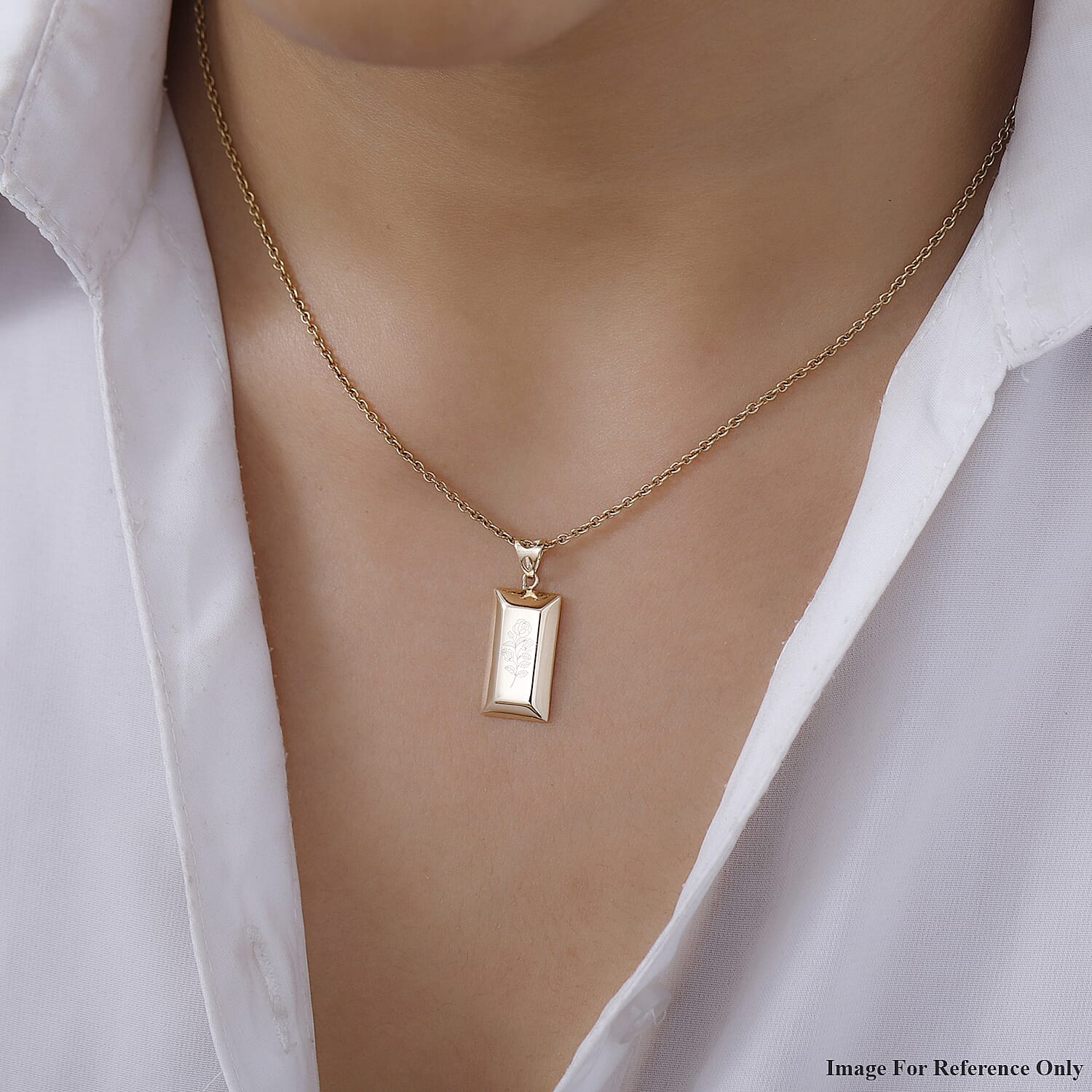 Italian Made Closeout Deal - 9K Yellow Gold Rose Bar Pendant