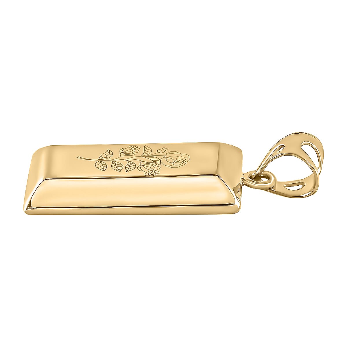 Italian Made Closeout Deal - 9K Yellow Gold Rose Bar Pendant