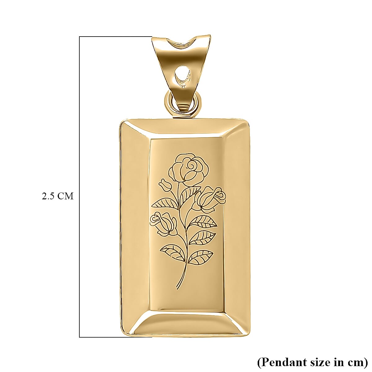 Italian Made Closeout Deal - 9K Yellow Gold Rose Bar Pendant
