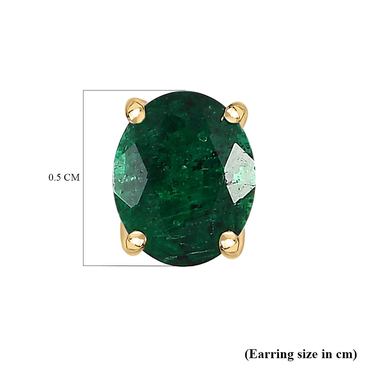 9K Yellow Gold AAA Emerald Solitaire Stud Earrings (with Push Back)