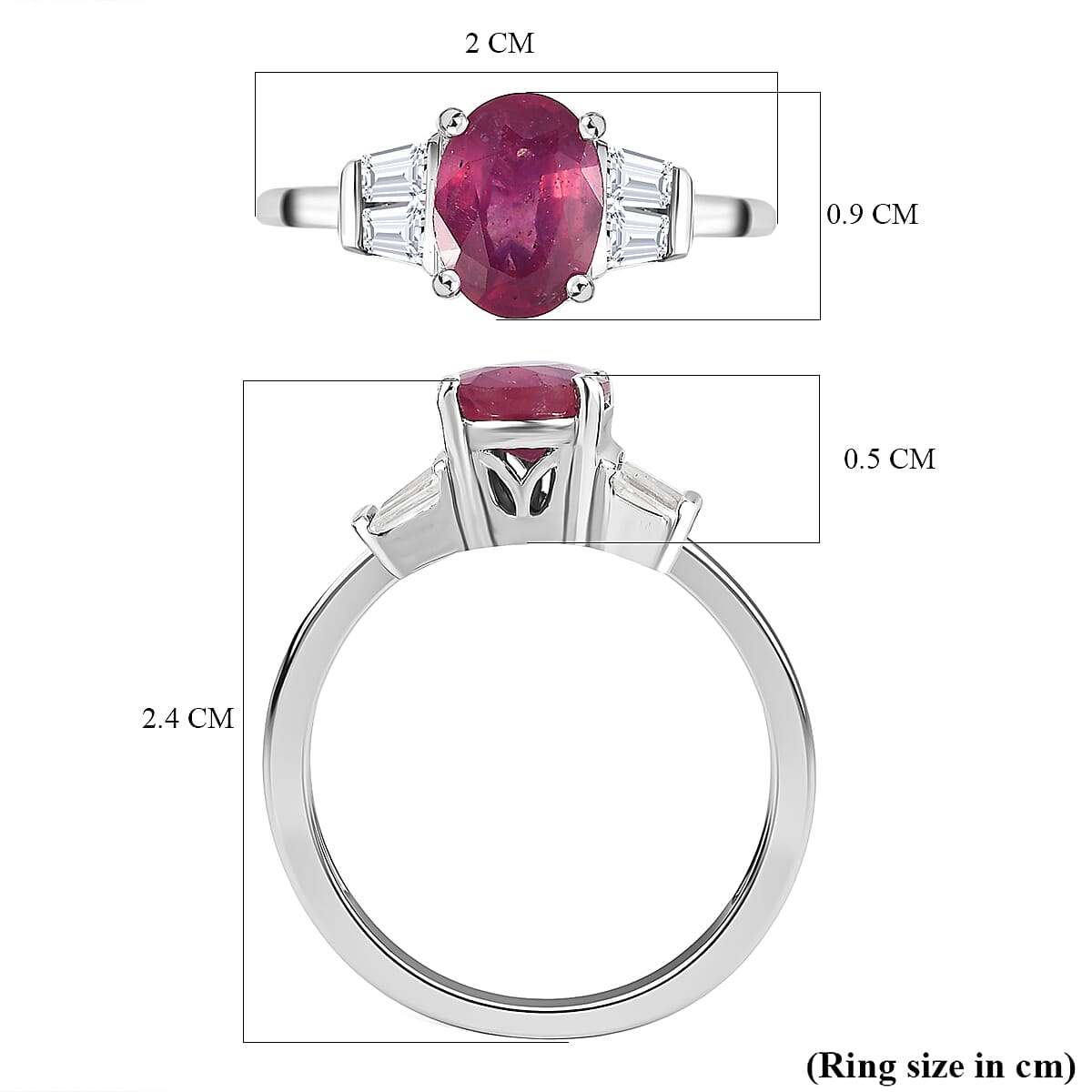 ILAKAKA Hot Pink Sapphire and Natural Zircon Ring in Platinum Overlay Sterling Silver 2.20 Ct