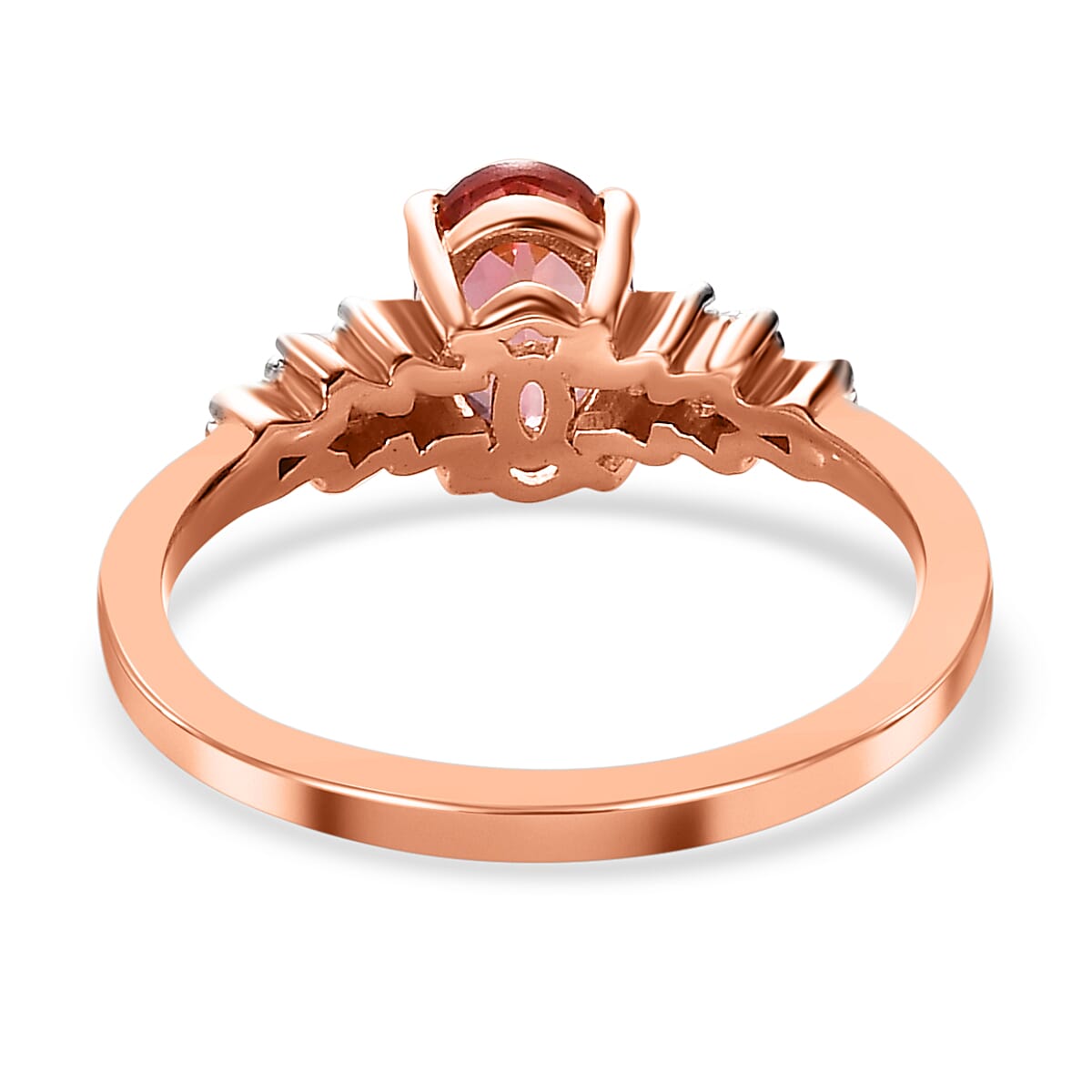 Blush Tourmaline & Diamond Ring in 18K Rose Gold Vermeil Plated Sterling Silver