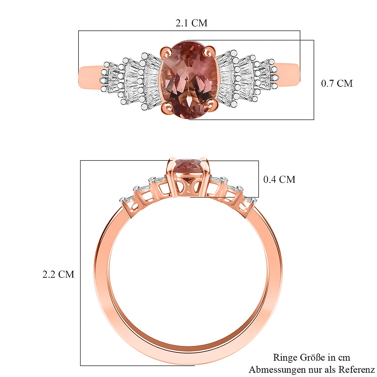 Blush Tourmaline & Diamond Ring in 18K Rose Gold Vermeil Plated Sterling Silver