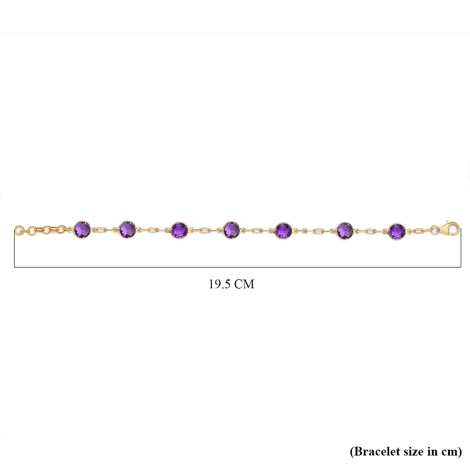 Amethyst Bracelet (Size - 7.5 With Extender) in 14K Gold Overlay Sterling Silver 7.65 Ct.