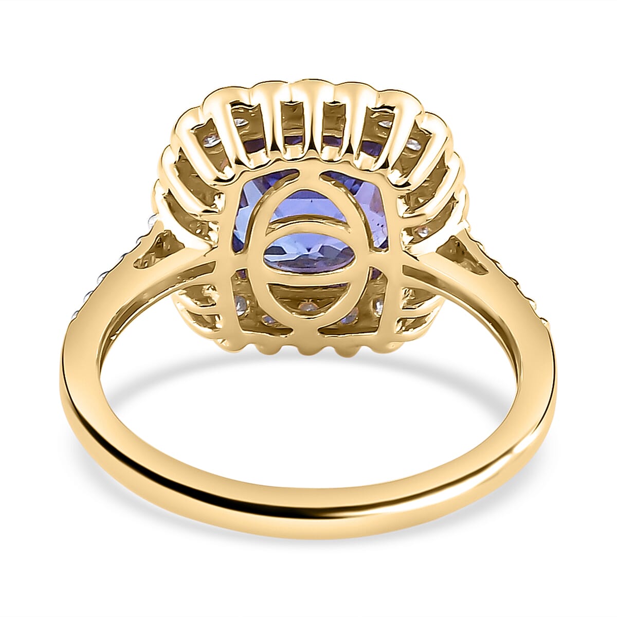 14K Yellow Gold AAA Tanzanite and Diamond Ring 3.90 Ct.