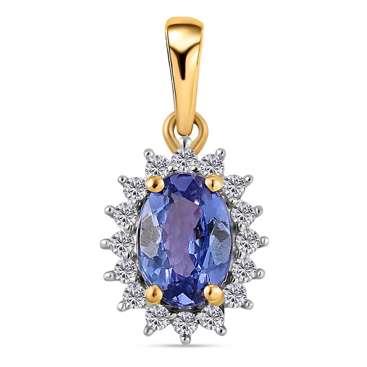 9K Yellow Gold Tanzanite and Natural Cambodian Zircon Pendant 1.00 Ct.