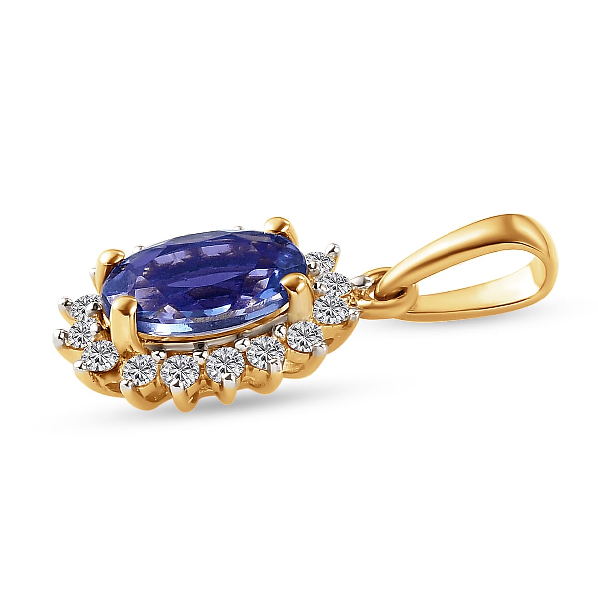 9K Yellow Gold Tanzanite and Natural Cambodian Zircon Pendant 1.00 Ct.