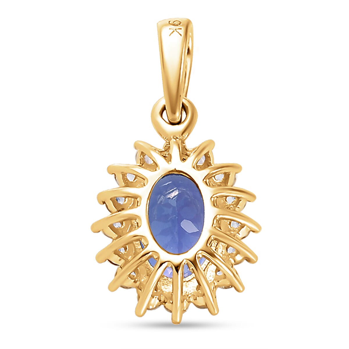 9K Yellow Gold Tanzanite and Natural Cambodian Zircon Pendant 1.00 Ct.