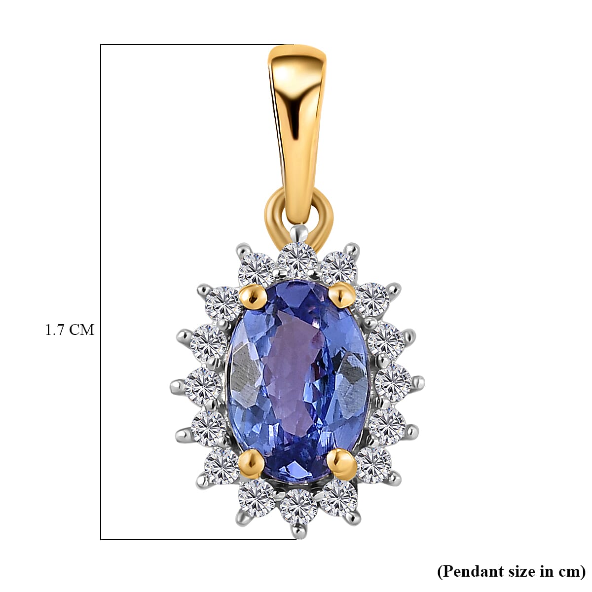 9K Yellow Gold Tanzanite and Natural Cambodian Zircon Pendant 1.00 Ct.