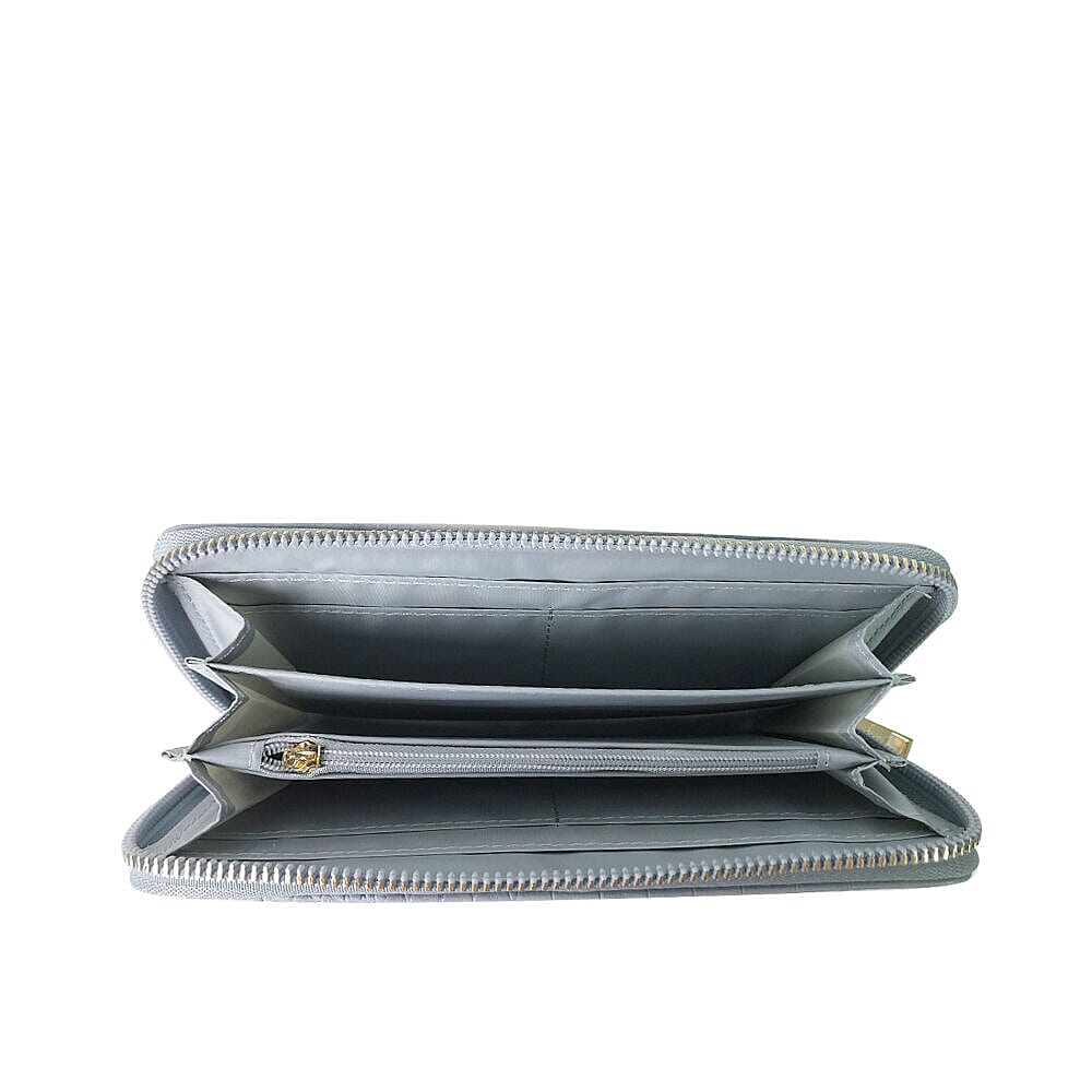 Closeout Deal - Set of 2 - Snake Pattern Zip Around Wallet (Size 19x10x3 cm) - Blue