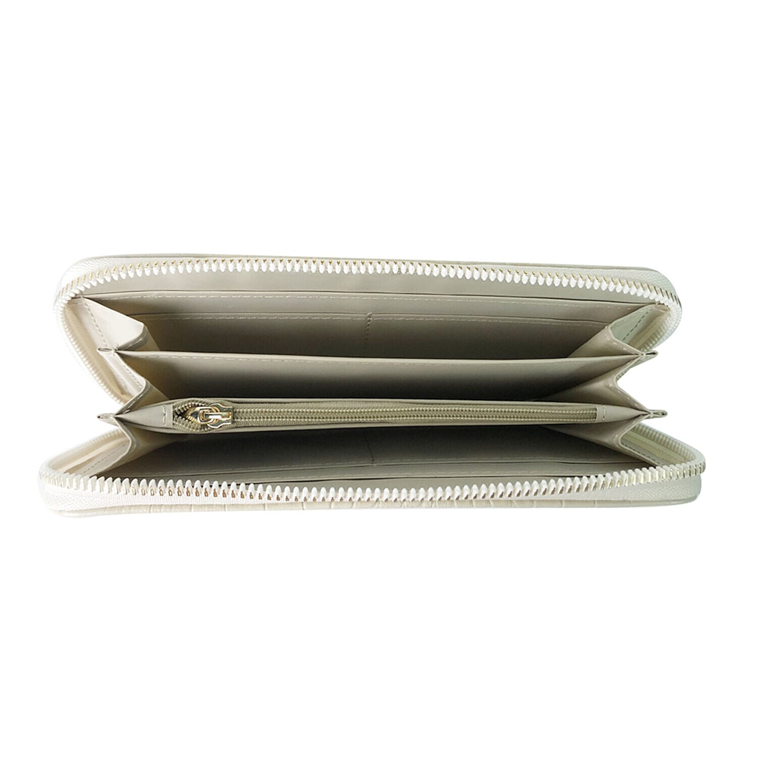 Closeout Deal - Set of 2 - Snake Pattern Zip Around Wallet (Size 19x10x3 cm) - Cream and Orange