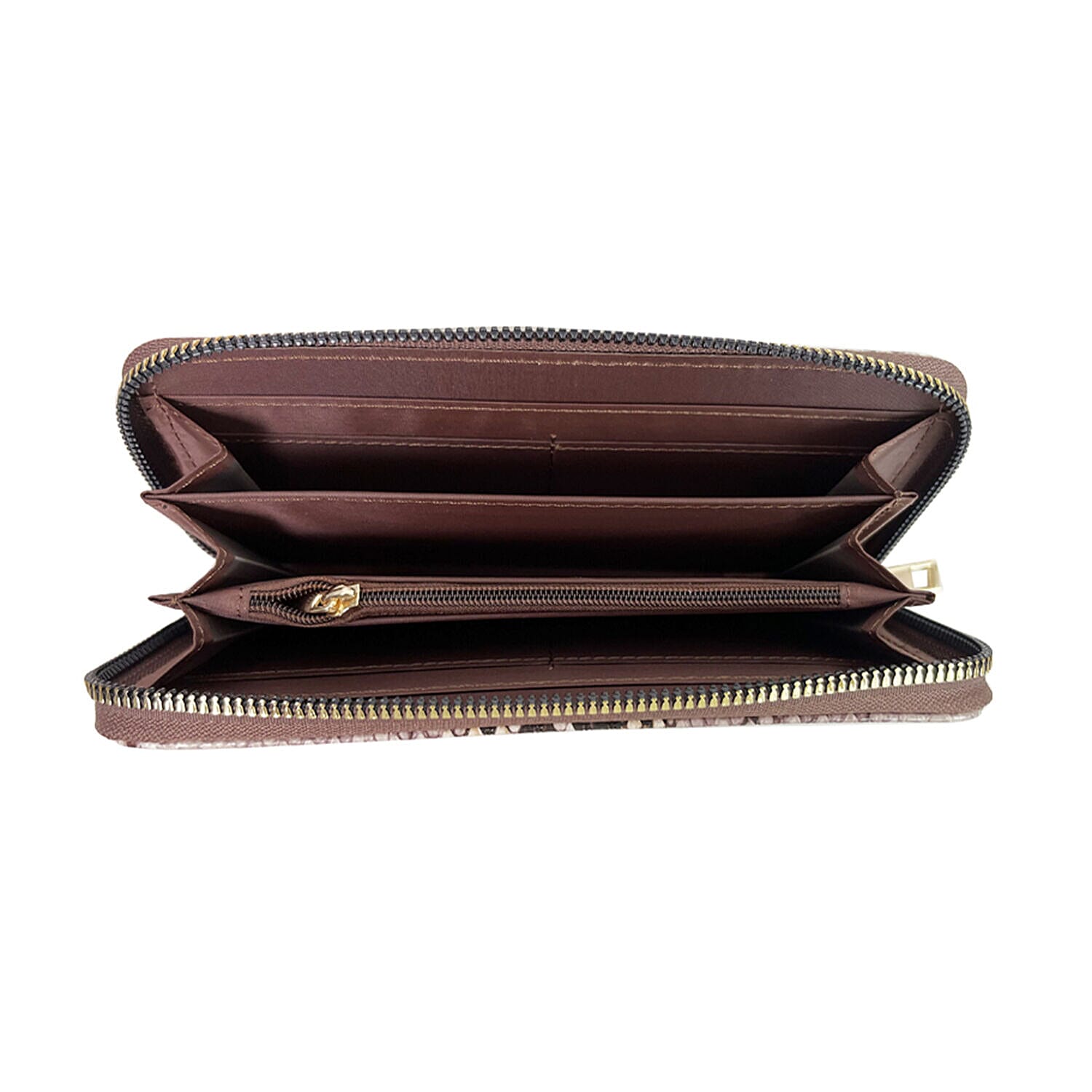 Closeout Deal - Set of 2 - Snake Pattern Zip Around Wallet (Size 19x10x3 cm) - Green and Brown