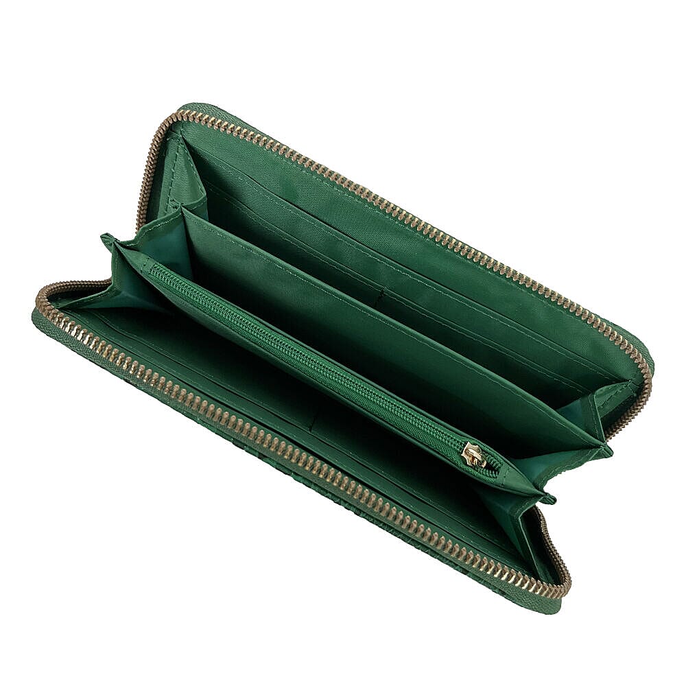 Closeout Deal - Set of 2 - Snake Pattern Zip Around Wallet (Size 19x10x3 cm) - Green and Brown