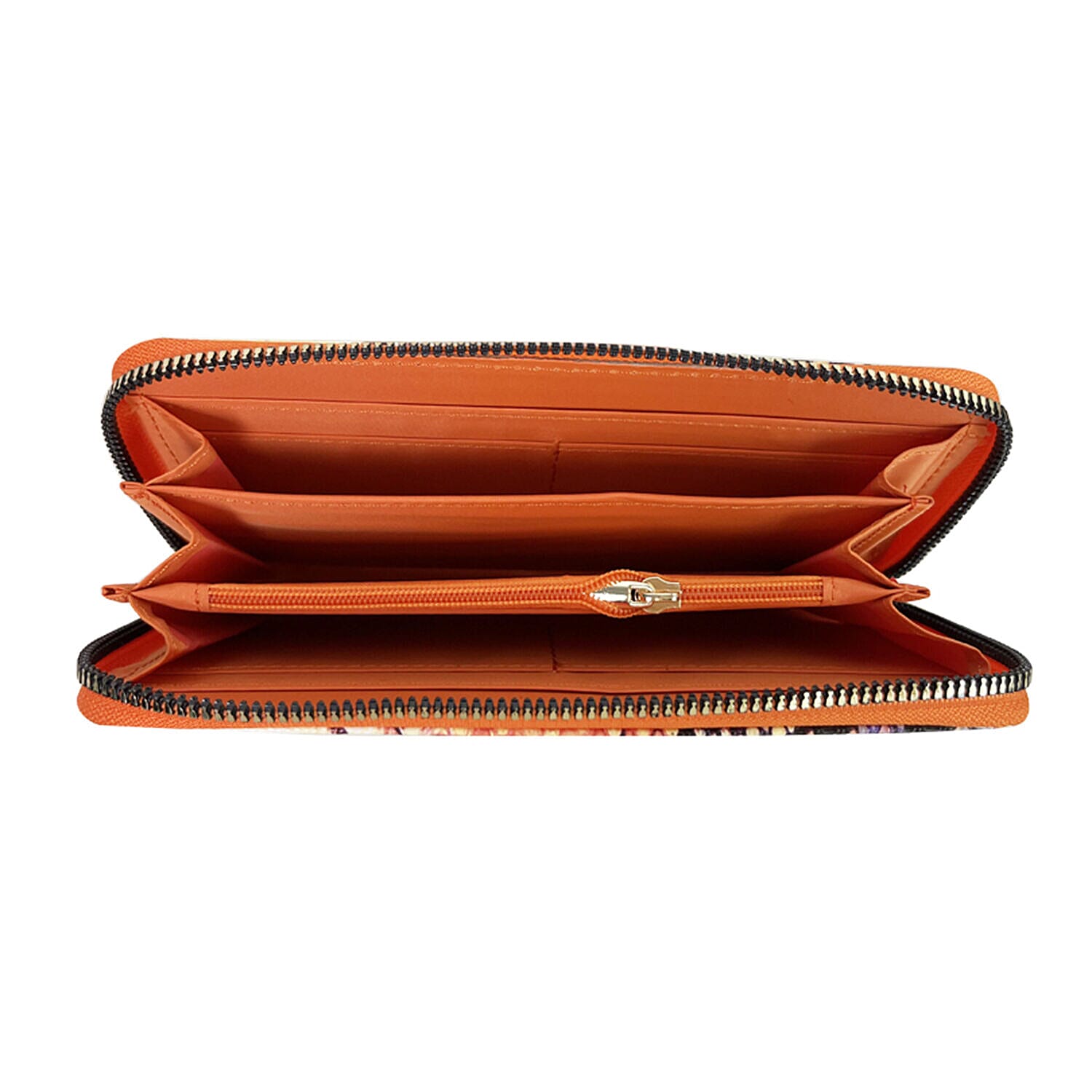 Closeout Deal - Set of 2 - Snake Pattern Zip Around Wallet (Size 19x10x3 cm) - Orange and Pink