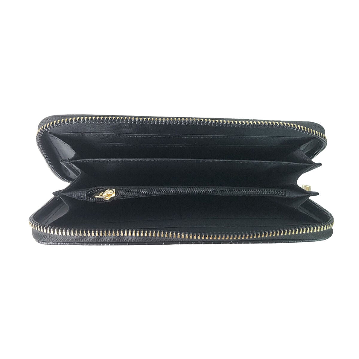 Closeout Deal - Set of 2 - Snake Pattern Zip Around Wallet (Size 19x10x3 cm)- Mustard and Black