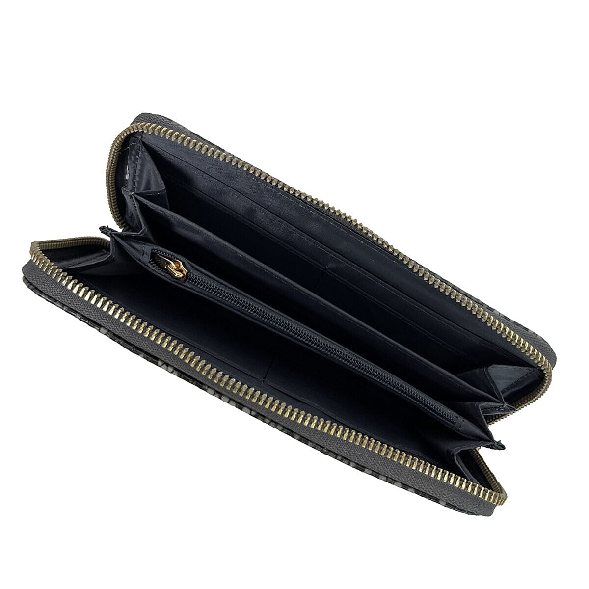 Closeout Deal - Set of 2 - Snake Pattern Zip Around Wallet (Size 19x10x3 cm) - Black