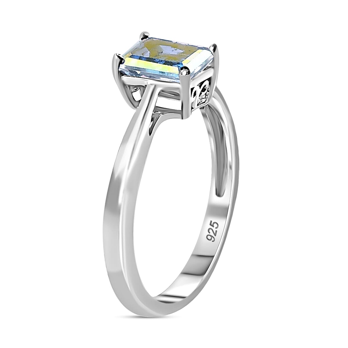 Mercury Mystic Topaz Solitaire Ring in Sterling Silver 1.20 Ct