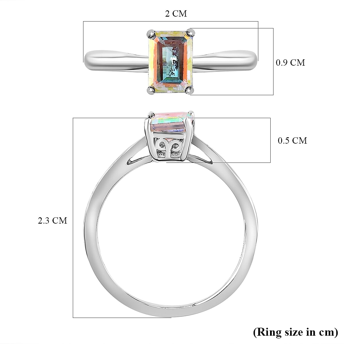Mercury Mystic Topaz Solitaire Ring in Sterling Silver 1.20 Ct
