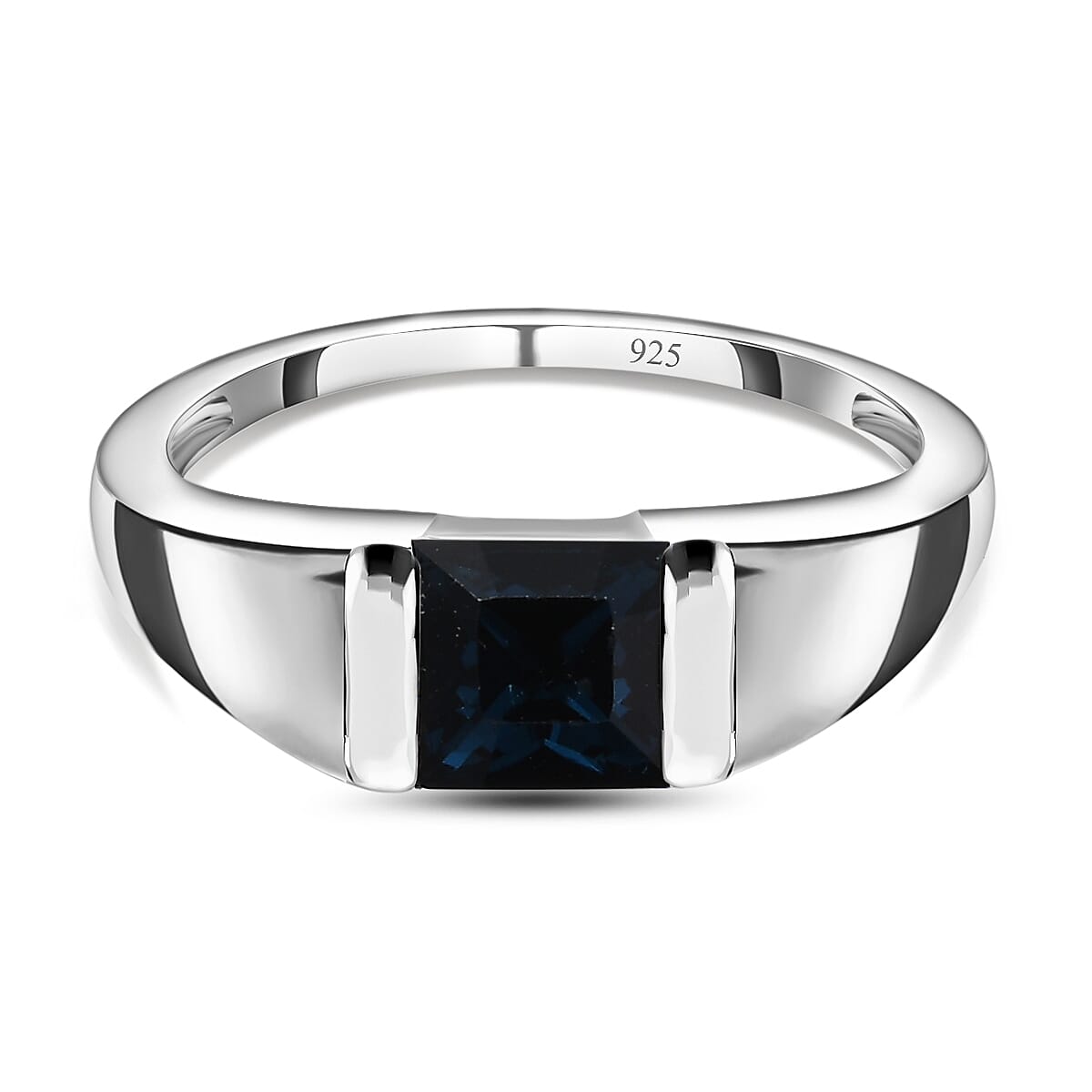 Montana Austrian Crystal Mens Band Ring in Sterling Silver