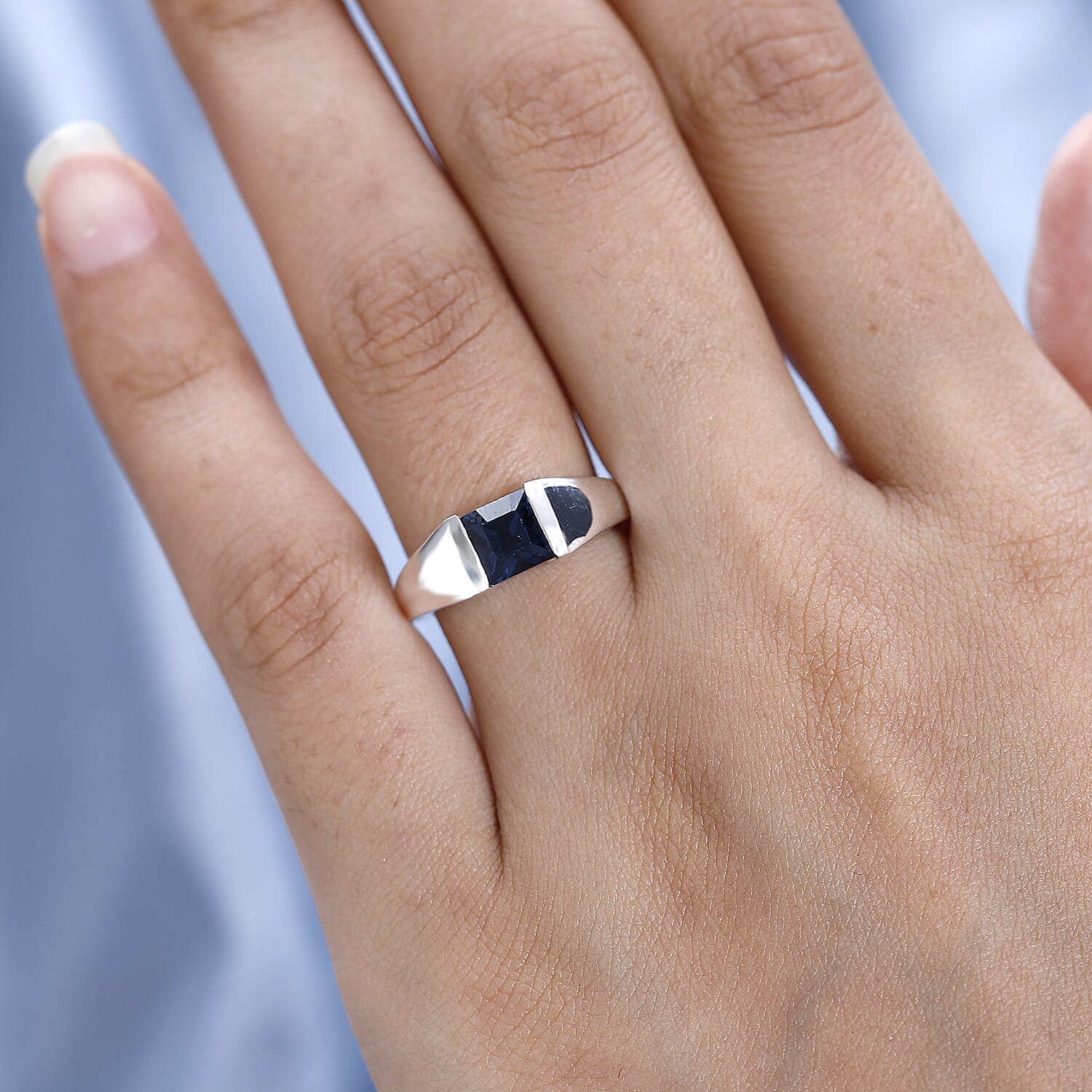 Montana Austrian Crystal Mens Band Ring in Sterling Silver