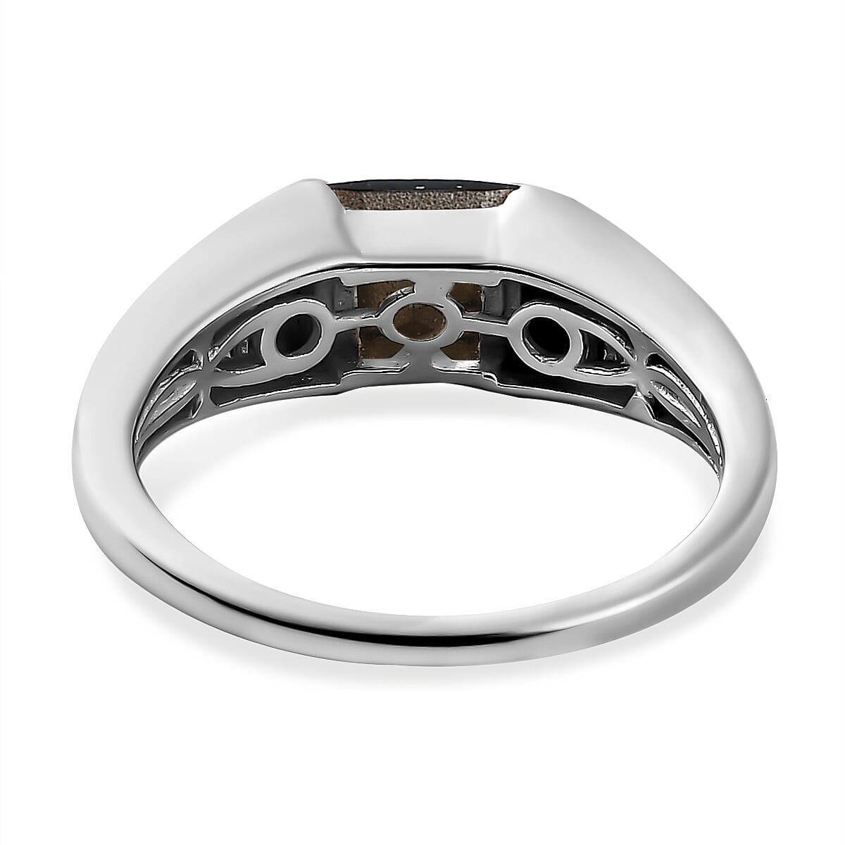 Montana Austrian Crystal Mens Band Ring in Sterling Silver