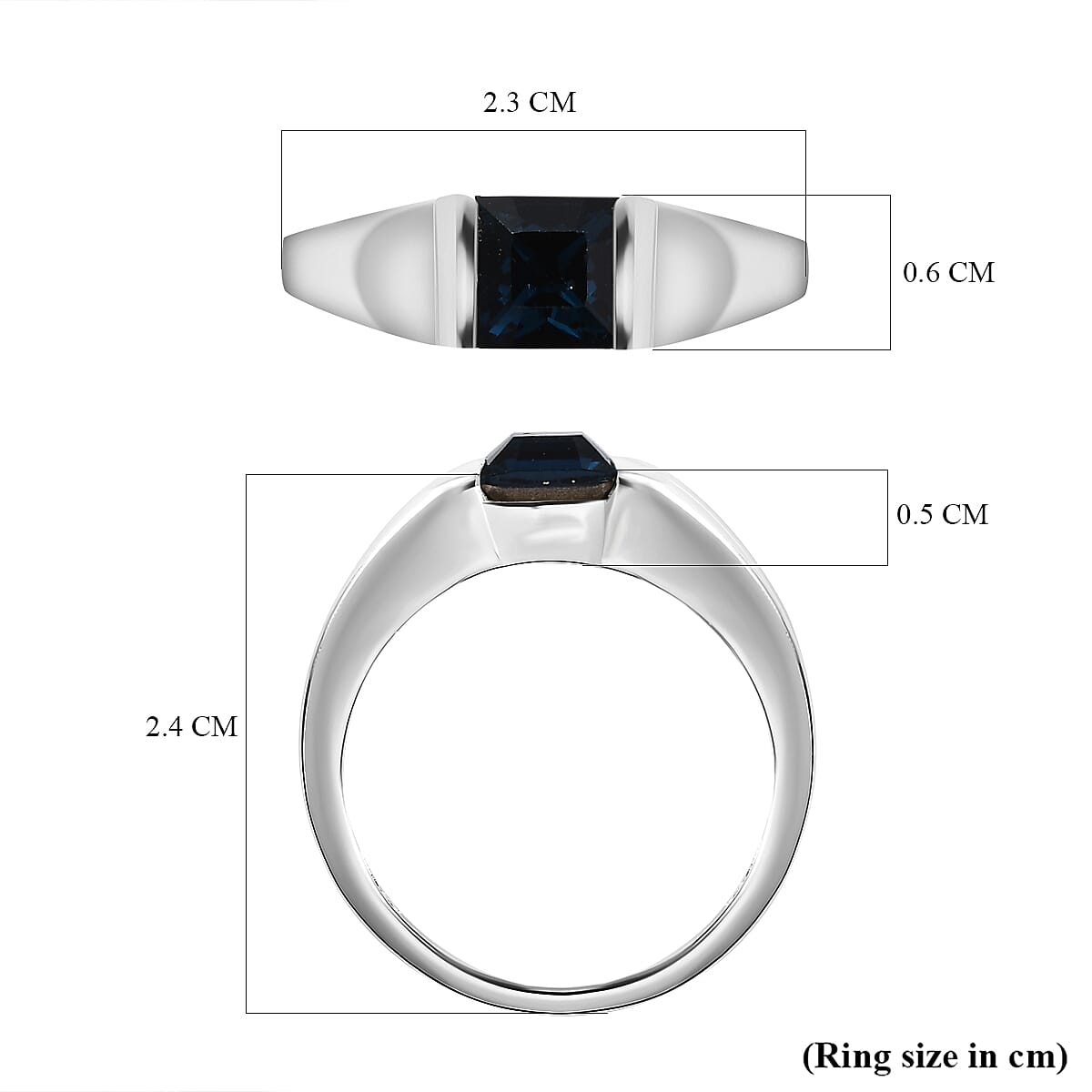 Montana Austrian Crystal Mens Band Ring in Sterling Silver