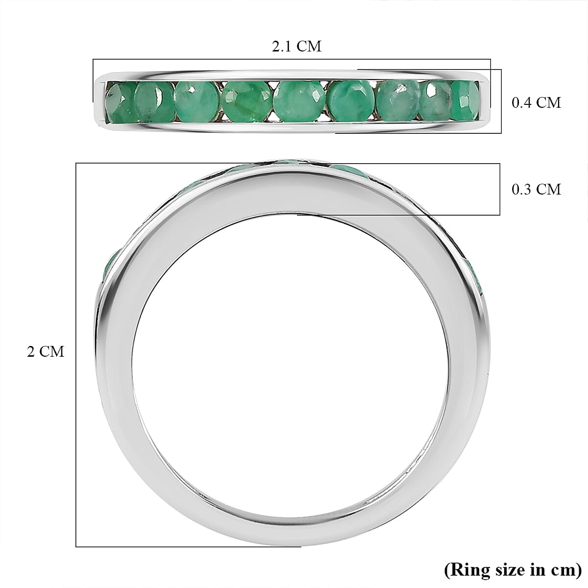 Emerald Half-Eternity Band Ring in Platinum Overlay Sterling Silver Emerald Half-Eternity Band Ring in Platinum Overlay Sterling Silver
