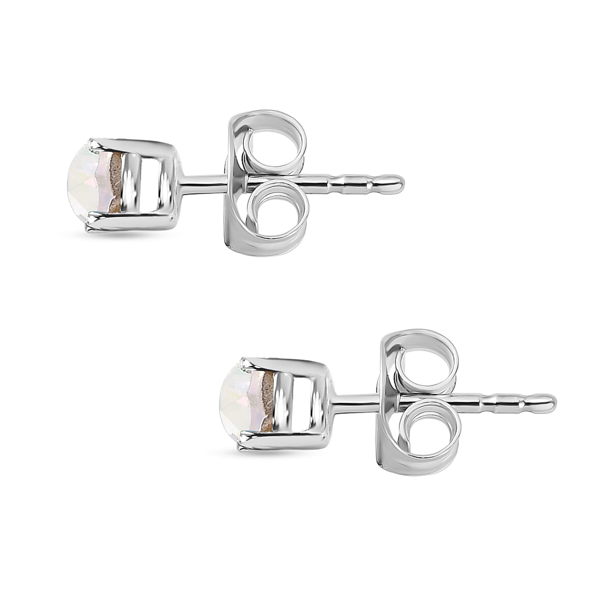 AB Crystal Solitaire Stud Earrings in Sterling Silver 2.00 Ct.