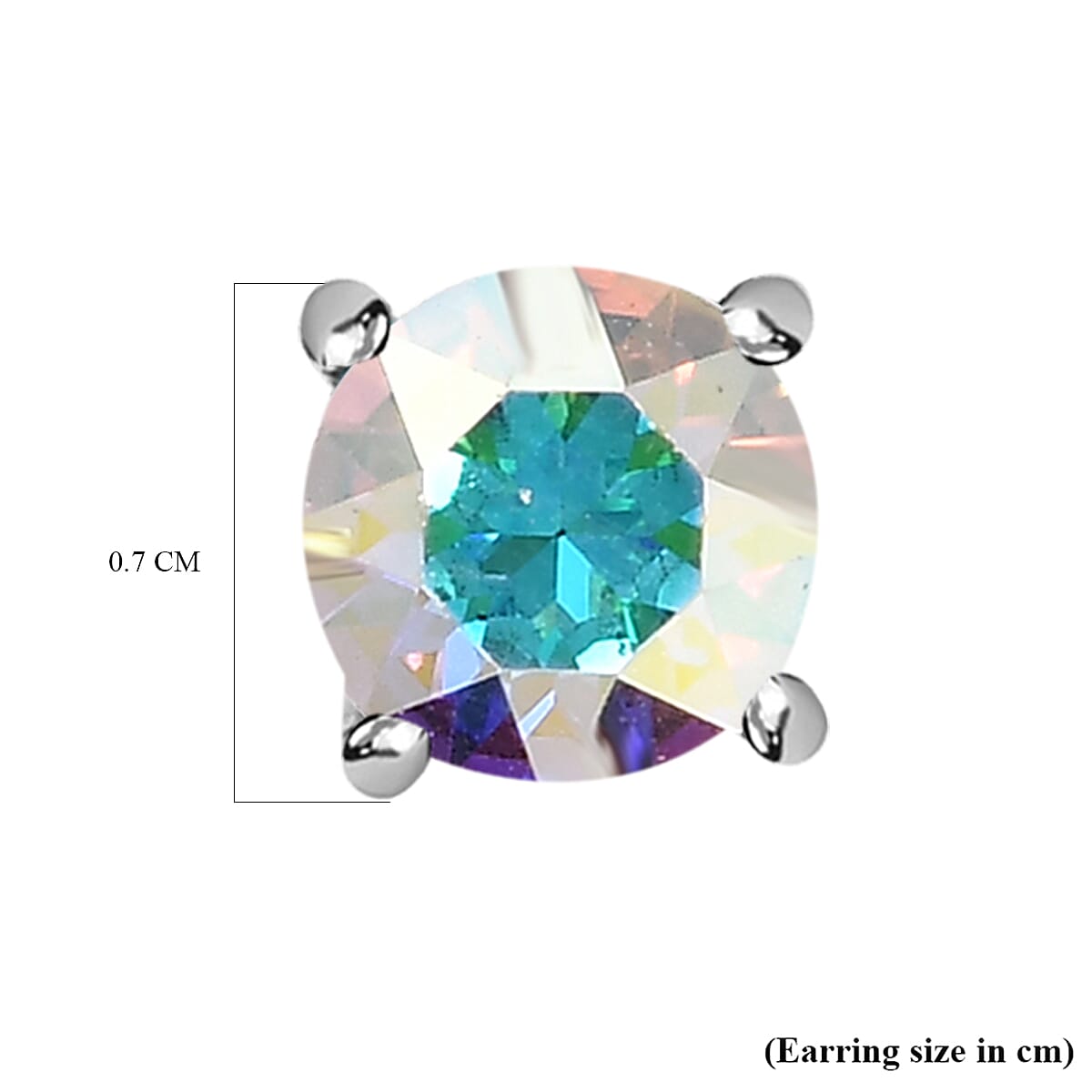 AB Crystal Solitaire Stud Earrings in Sterling Silver 2.00 Ct.